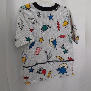 Vintage Lands End Comic Book Style Graphic Print Shirt And Shorts